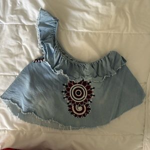 ZARA asymmetric denim wash top